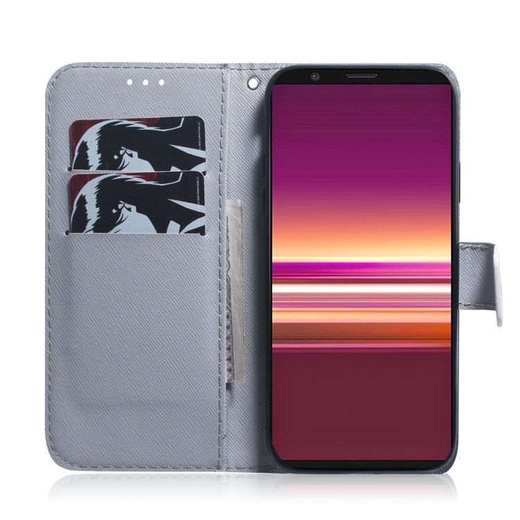 For Sony Xperia 5 Coloured Drawing Pattern Horizontal Flip PU Leather Case with Holder & Card Slots & Wallet(Apricot Flower) - Sony Cases by buy2fix | Online Shopping UK | buy2fix