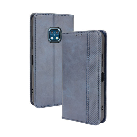 For Nokia XR20 Magnetic Buckle Retro Crazy Horse Texture Horizontal Flip Leather Case with Holder & Card Slots & Photo Frame(Blue) - Nokia Cases by buy2fix | Online Shopping UK | buy2fix