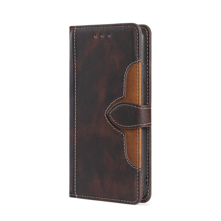 For Xiaomi Poco M3 Pro 5G Stitching Skin Feel Magnetic Buckle Horizontal Flip PU Leather Case with Holder & Card Slots & Wallet(Brown) - Xiaomi Cases by buy2fix | Online Shopping UK | buy2fix