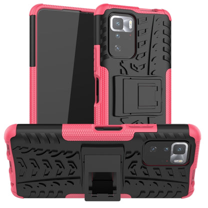 For Xiaomi Poco X3 GT Tire Texture Shockproof TPU+PC Protective Case with Holder(Pink) - Xiaomi Cases by buy2fix | Online Shopping UK | buy2fix