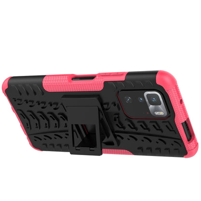 For Xiaomi Poco X3 GT Tire Texture Shockproof TPU+PC Protective Case with Holder(Pink) - Xiaomi Cases by buy2fix | Online Shopping UK | buy2fix