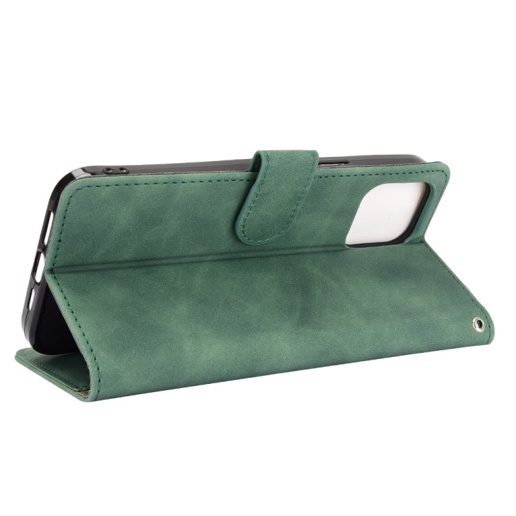 For iPhone 13 Solid Color Skin Feel Magnetic Buckle Horizontal Flip Calf Texture PU Leather Case with Holder & Card Slots & Wallet(Green) - iPhone 13 Cases by buy2fix | Online Shopping UK | buy2fix