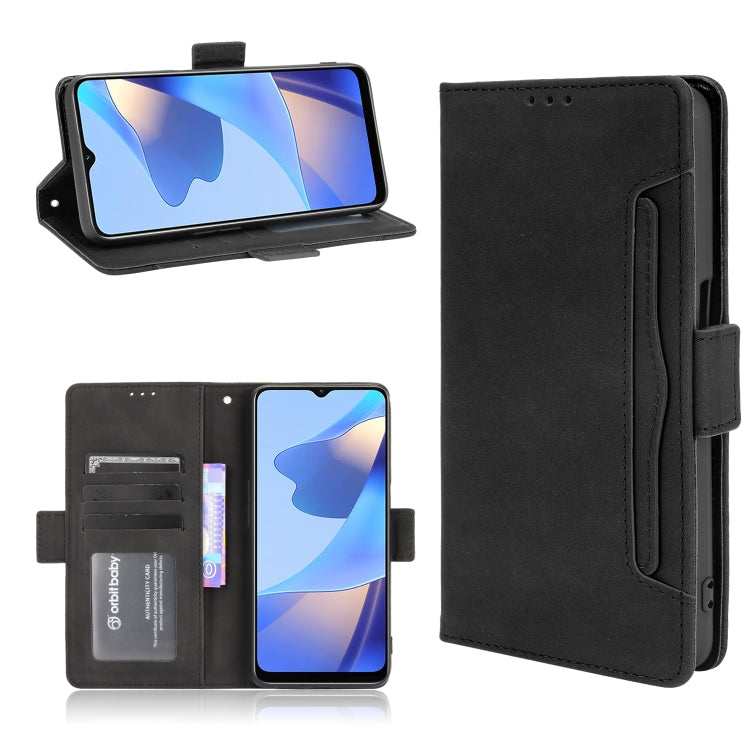 For OPPO A16 Skin Feel Calf Pattern Horizontal Flip Leather Case with Holder & Card Slots & Photo Frame(Black) - OPPO Cases by buy2fix | Online Shopping UK | buy2fix