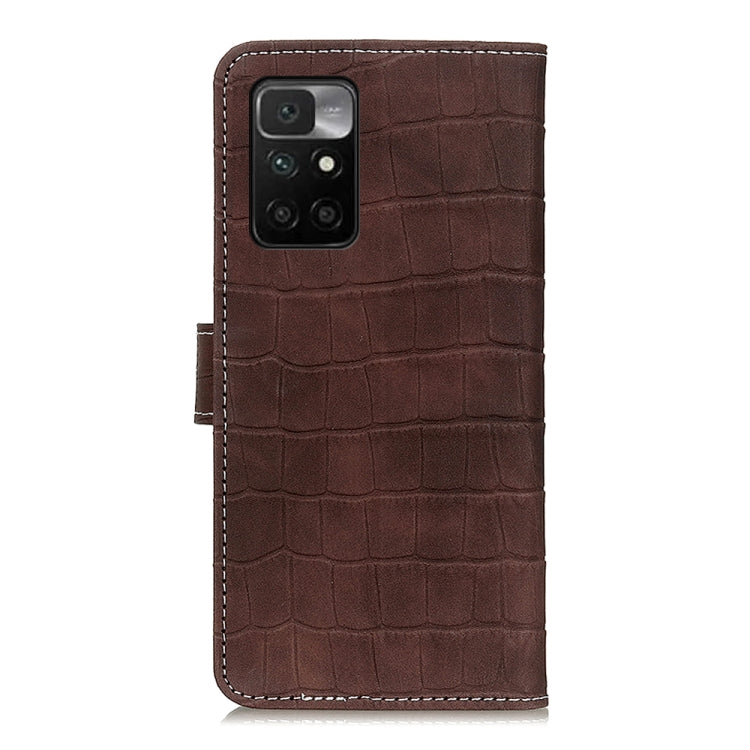 For Xiaomi Redmi 10 / Redmi Note 11 4G Magnetic Crocodile Texture Horizontal Flip Leather Case with Holder & Card Slots & Wallet(Brown) - Xiaomi Cases by buy2fix | Online Shopping UK | buy2fix