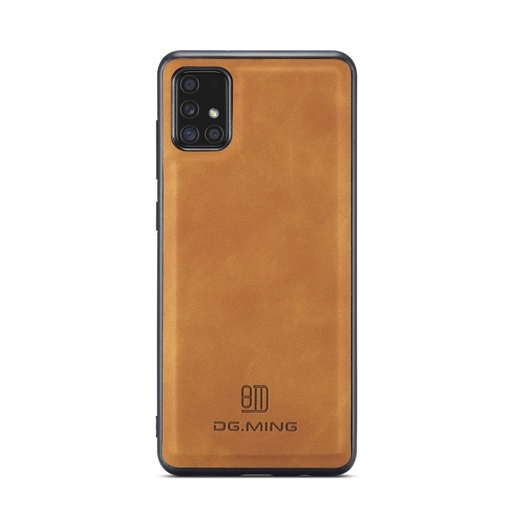 For Samsung Galaxy A71 DG.MING M1 Series 3-Fold Multi Card Wallet  Back Cover Shockproof Case with Holder Function(Brown) - Galaxy Phone Cases by DG.MING | Online Shopping UK | buy2fix