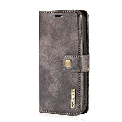 For iPhone 13 DG.MING Crazy Horse Texture Flip Detachable Magnetic Leather Case with Holder & Card Slots & Wallet(Grey) - iPhone 13 Cases by DG.MING | Online Shopping UK | buy2fix