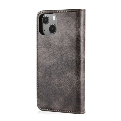 For iPhone 13 DG.MING Crazy Horse Texture Flip Detachable Magnetic Leather Case with Holder & Card Slots & Wallet(Grey) - iPhone 13 Cases by DG.MING | Online Shopping UK | buy2fix