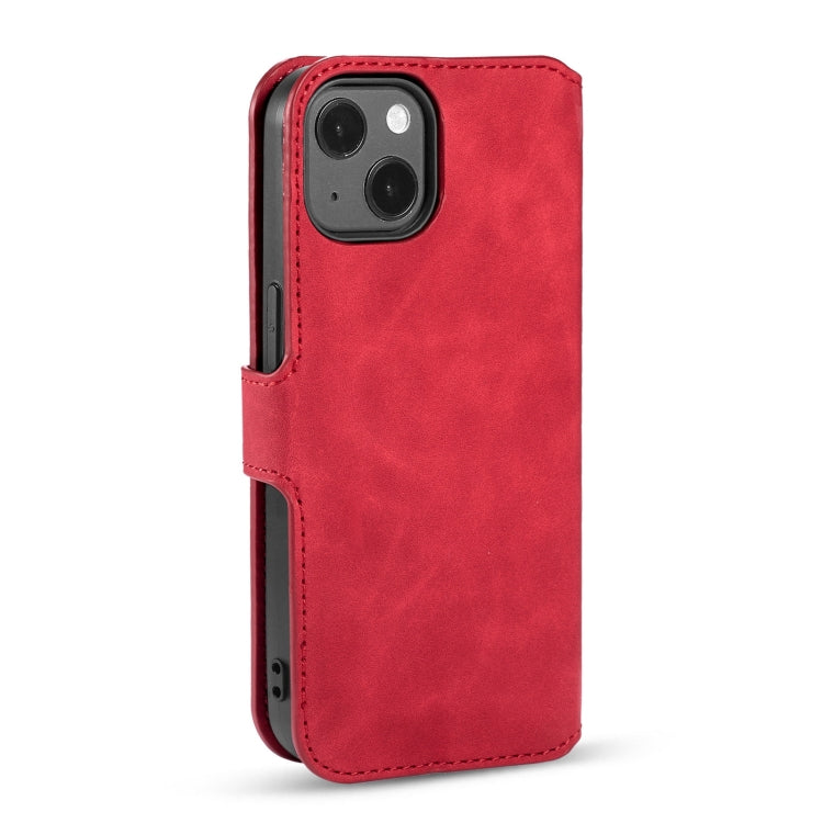 For iPhone 13 DG.MING Retro Oil Side Horizontal Flip Leather Case with Holder & Card Slots & Wallet(Red) - iPhone 13 Cases by DG.MING | Online Shopping UK | buy2fix