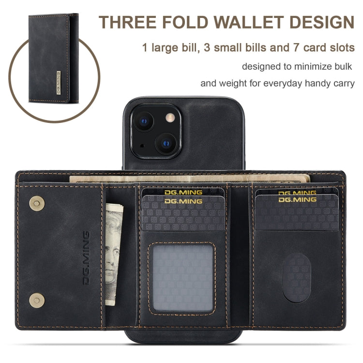 For iPhone 13 mini DG.MING M1 Series 3-Fold Multi Card Wallet Shockproof Case with Holder Function (Black) - iPhone 13 mini Cases by DG.MING | Online Shopping UK | buy2fix