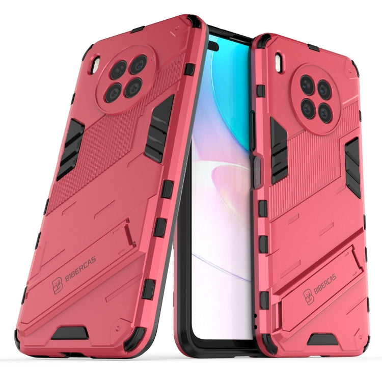 For Huawei nova 8i Foreign Version Punk Armor 2 in 1 PC + TPU Shockproof Case with Invisible Holder(Light Red) - Huawei Cases by buy2fix | Online Shopping UK | buy2fix