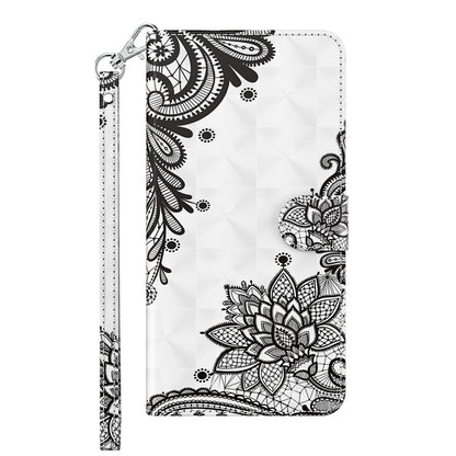 For iPhone 13 Pro Max 3D Painting Pattern Horizontal Flip TPU + PU Leather Case with Holder & Card Slots & Wallet (Diagonal Black Flower) - iPhone 13 Pro Max Cases by buy2fix | Online Shopping UK | buy2fix