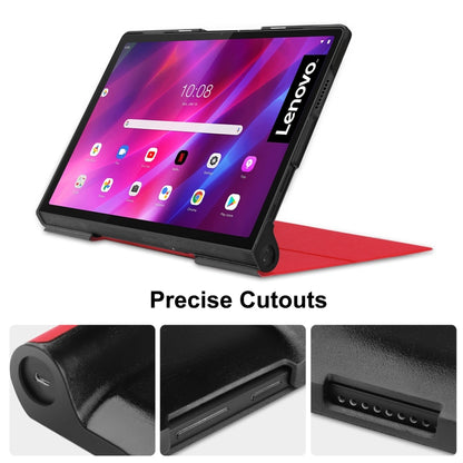 For Lenovo Yoga Tab 11 / YT-J706X Custer Texture Horizontal Flip PU Leather Case with Holder & Sleep / Wake-up Function(Red) - Lenovo by buy2fix | Online Shopping UK | buy2fix