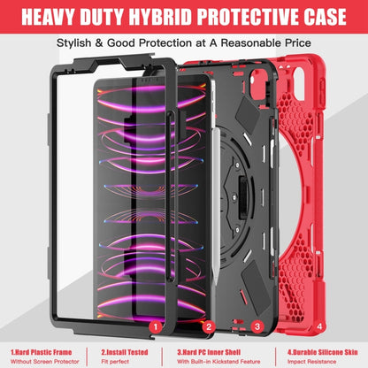 For iPad Pro 12.9 2022 / 2021/ 2020 / 2018  Silicone + PC Protective Tablet Case with Holder & Shoulder Strap(Red) - iPad Pro 12.9 (2022/2021) Cases by buy2fix | Online Shopping UK | buy2fix