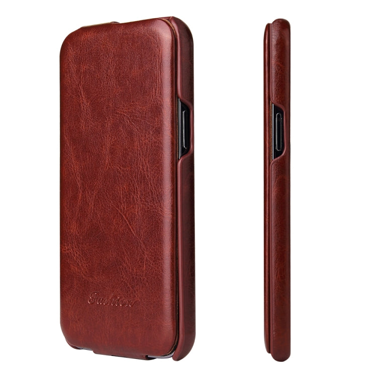 For iPhone 13 Pro Fierre Shann Retro Oil Wax Texture Vertical Flip PU Leather Case (Brown) - iPhone 13 Pro Cases by FIERRE SHANN | Online Shopping UK | buy2fix