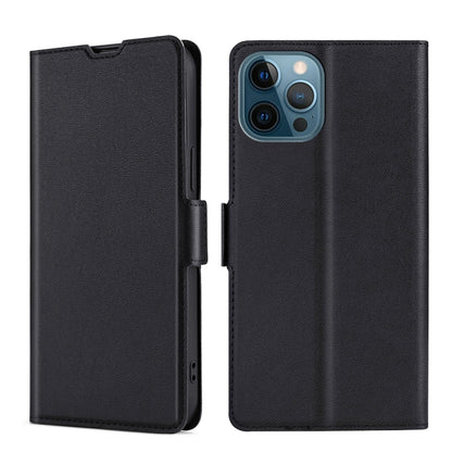 For iPhone 13 Pro Max Ultra-thin Voltage Side Buckle PU + TPU Horizontal Flip Leather Case with Holder & Card Slot (Black) - iPhone 13 Pro Max Cases by buy2fix | Online Shopping UK | buy2fix