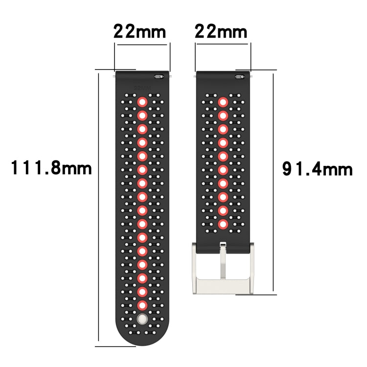 22mm Universal Colorful Hole Silicone Watch Band(Red Green) - Watch Bands by buy2fix | Online Shopping UK | buy2fix