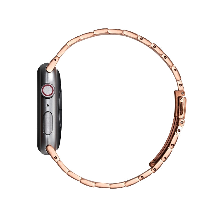 Ultra-thin Three-bead Metal Strap Watch Band For Apple Watch Series 9&8&7 41mm / SE 3&SE 2&6&SE&5&4 40mm / 3&2&1 38mm(Rose Gold) - Watch Bands by buy2fix | Online Shopping UK | buy2fix