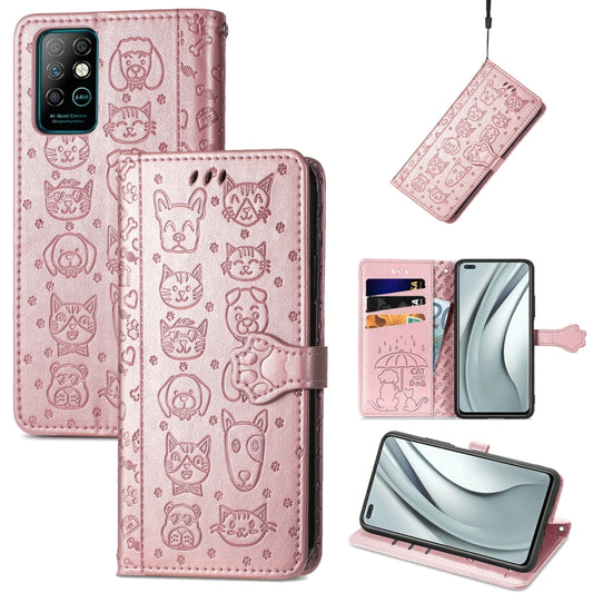 For Infinix Note 8 Lovely Cat and Dog Embossing Pattern Horizontal Flip Leather Case , with Holder & Card Slots & Wallet & Cartoon Clasp & Lanyard(Rose Gold) - Infinix Cases by buy2fix | Online Shopping UK | buy2fix