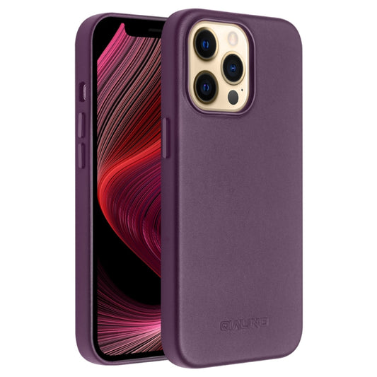 For iPhone 13 Pro QIALINO Nappa Cowhide MagSafe Magnetic Protective Case (Purple Crystal) - iPhone 13 Pro Cases by QIALINO | Online Shopping UK | buy2fix