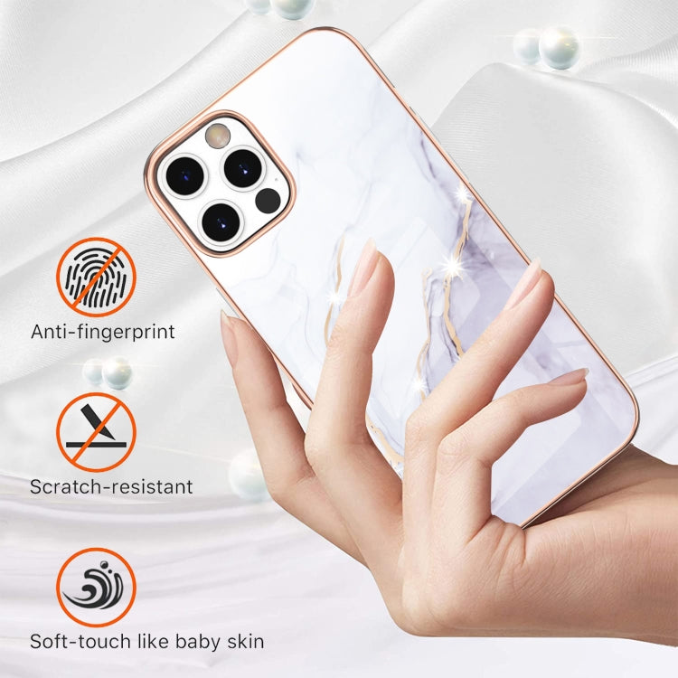 For iPhone 12 Pro Max Electroplating Marble Pattern Dual-side IMD TPU Shockproof Case(White 006) - iPhone 12 Pro Max Cases by buy2fix | Online Shopping UK | buy2fix