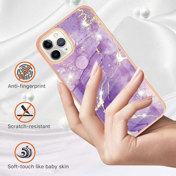 For iPhone 11 Pro Max Electroplating Marble Pattern Dual-side IMD TPU Shockproof Case (Purple 002) - iPhone 11 Pro Max Cases by buy2fix | Online Shopping UK | buy2fix