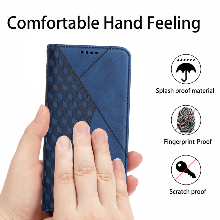 For iPhone 12 / 12 Pro Diamond Pattern Splicing Skin Feel Magnetic Horizontal Flip Leather Case with Card Slots & Holder & Wallet(Blue) - iPhone 12 / 12 Pro Cases by buy2fix | Online Shopping UK | buy2fix