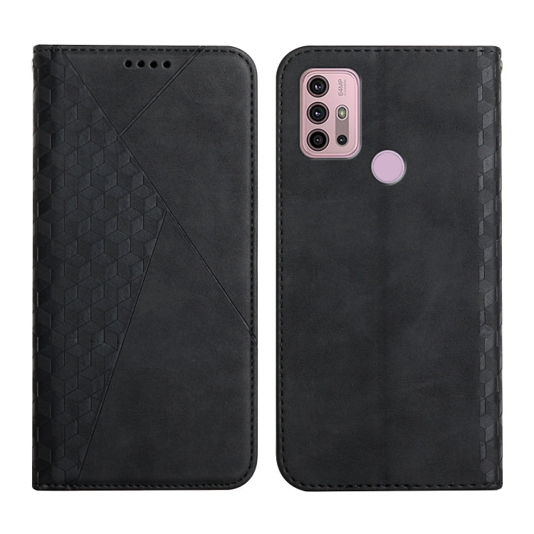 For Motorola Moto G30 / G10 Diamond Pattern Splicing Skin Feel Magnetic Horizontal Flip Leather Case with Card Slots & Holder & Wallet(Black) - Motorola Cases by buy2fix | Online Shopping UK | buy2fix