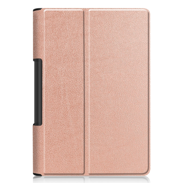 For Lenovo Yoga Smart Tab Custer Texture Horizontal Flip Leather Case with Two-folding Holder(Rose Gold) - Lenovo by buy2fix | Online Shopping UK | buy2fix