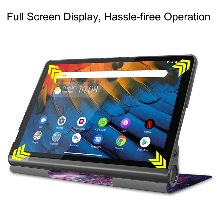 For Lenovo Yoga Smart Tab Color Drawing Pattern Horizontal Flip Leather Case with Two-folding Holder(Galaxy Nebula) - Lenovo by buy2fix | Online Shopping UK | buy2fix