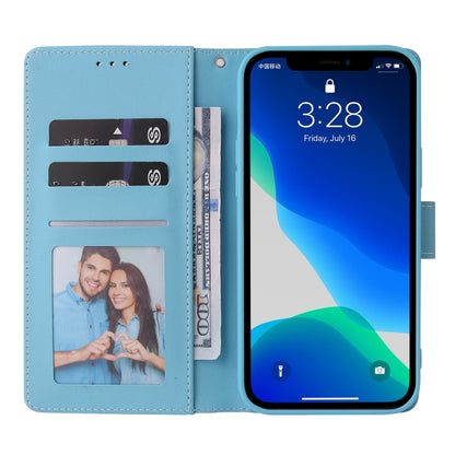 For iPhone 13 Pro Marble Bronzing Stitching Horizontal Flip PU Leather Case with Holder & Card Slots & Wallet & Photo Frame (Blue) - iPhone 13 Pro Cases by buy2fix | Online Shopping UK | buy2fix