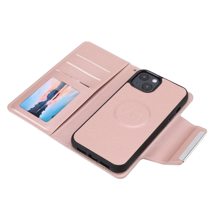 For iPhone 13 Ultra-thin Separable Magnetic Horizontal Flip Leather Case with Card Slot & Wallet(Pink) - iPhone 13 Cases by buy2fix | Online Shopping UK | buy2fix