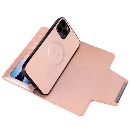 For iPhone 12 / 12 Pro Ultra-thin Separable Magnetic Horizontal Flip Leather Case with Card Slot & Wallet(Pink) - iPhone 12 / 12 Pro Cases by buy2fix | Online Shopping UK | buy2fix