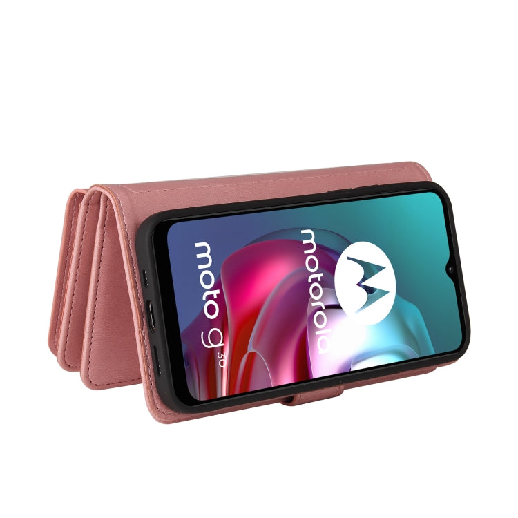 For Motorola Moto G30 Skin Feel PU + TPU Horizontal Flip Leather Case With Holder & 15 Cards Slot & Wallet & Zipper Pocket & Lanyard(Pink) - Motorola Cases by buy2fix | Online Shopping UK | buy2fix