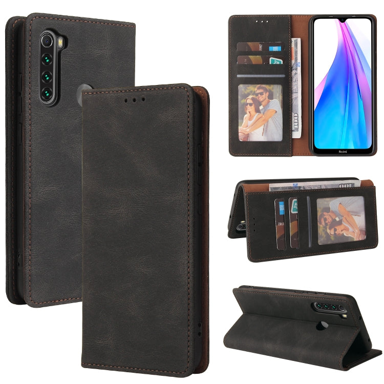 For Xiaomi Redmi Note 8T Simple Suction Closure Horizontal Flip Leather Case with Holder & Card Slot & Wallet(Black) - Xiaomi Cases by buy2fix | Online Shopping UK | buy2fix