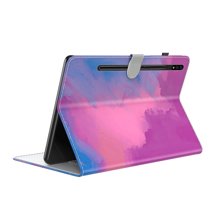 For Samsung Galaxy Tab S8+ / Tab S8 Plus /  Tab S7 FE / Tab S7+ 12.4 inch T970 / T976B Voltage Watercolor Pattern Skin Feel Magnetic Horizontal Flip PU Leather Case with Holder & Card Slots & Photo Frame(Purple Red) - Galaxy Tab S8+ Cases by buy2fix | Online Shopping UK | buy2fix