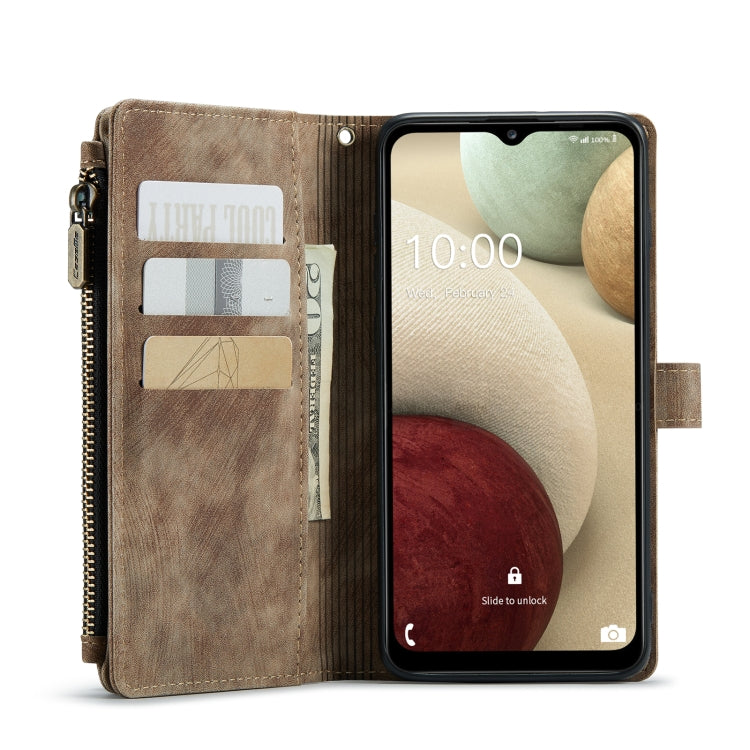 For Samsung Galaxy A12 CaseMe-C30 PU + TPU Multifunctional Horizontal Flip Leather Case with Holder & Card Slot & Wallet & Zipper Pocket(Brown) - Galaxy Phone Cases by CaseMe | Online Shopping UK | buy2fix