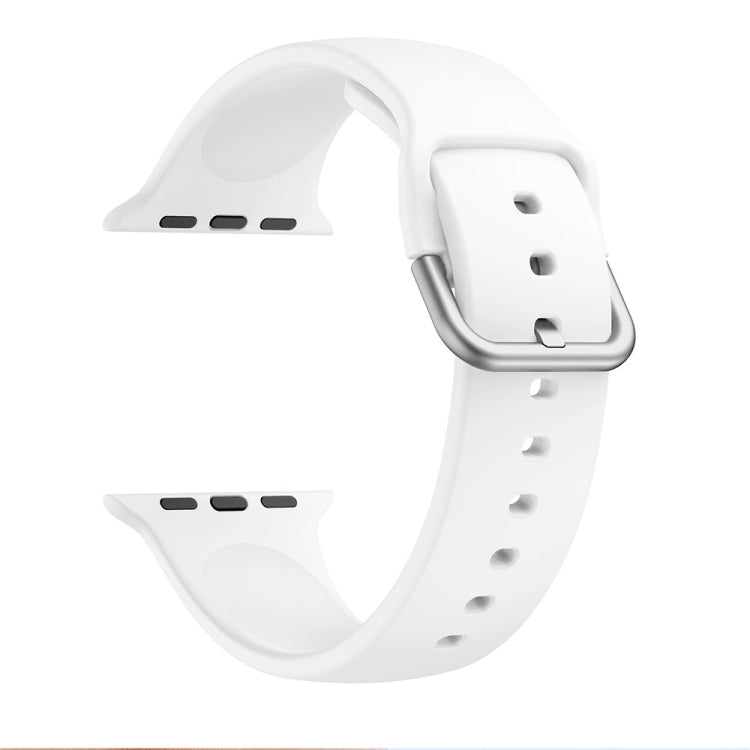 Single-color Silicone Buckle Strap Watch Band For Apple Watch Series 9&8&7 41mm / SE 3&SE 2&6&SE&5&4 40mm / 3&2&1 38mm(White) - Watch Bands by buy2fix | Online Shopping UK | buy2fix