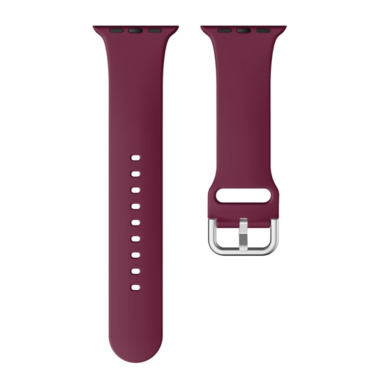 Single-color Silicone Buckle Strap Watch Band For Apple Watch Ultra 49mm&Watch Ultra 2 49mm / Series 9&8&7 45mm / SE 3&SE 2&6&SE&5&4 44mm / 3&2&1 42mm(Wine Red) - Watch Bands by buy2fix | Online Shopping UK | buy2fix