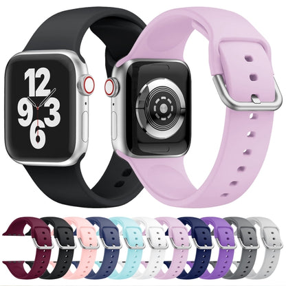 Single-color Silicone Buckle Strap Watch Band For Apple Watch Ultra 49mm&Watch Ultra 2 49mm / Series 9&8&7 45mm / SE 3&SE 2&6&SE&5&4 44mm / 3&2&1 42mm(Black) - Watch Bands by buy2fix | Online Shopping UK | buy2fix