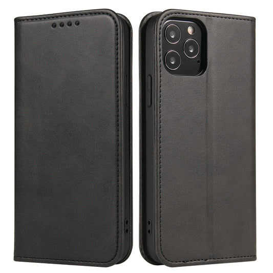 For iPhone 12 mini Calf Texture Magnetic Horizontal Flip Leather Case with Holder & Card Slots & Wallet (Black) - iPhone 12 mini Cases by buy2fix | Online Shopping UK | buy2fix