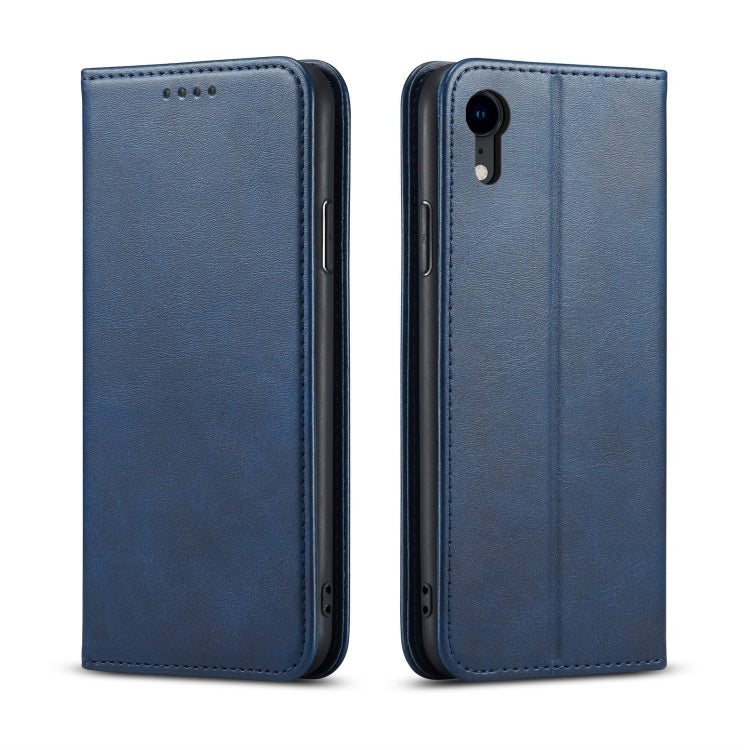 For iPhone XR Calf Texture Magnetic Horizontal Flip Leather Case with Holder & Card Slots & Wallet(Blue) - More iPhone Cases by buy2fix | Online Shopping UK | buy2fix