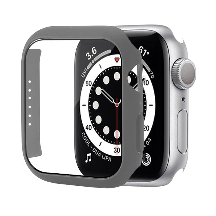 Shockproof PC Protective Case with Tempered Glass Film For Apple Watch Series 8 / 7 45mm(Grey) - Watch Cases by buy2fix | Online Shopping UK | buy2fix