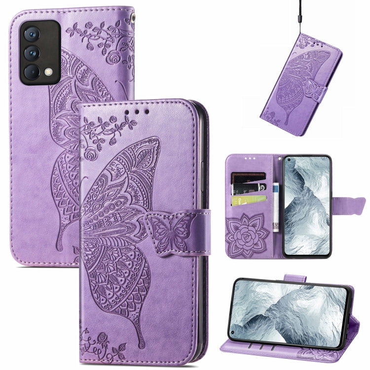 For OPPO Realme GT Master Butterfly Love Flower Embossed Horizontal Flip Leather Case with Holder & Card Slots & Wallet & Lanyard(Light Purple) - Realme Cases by buy2fix | Online Shopping UK | buy2fix