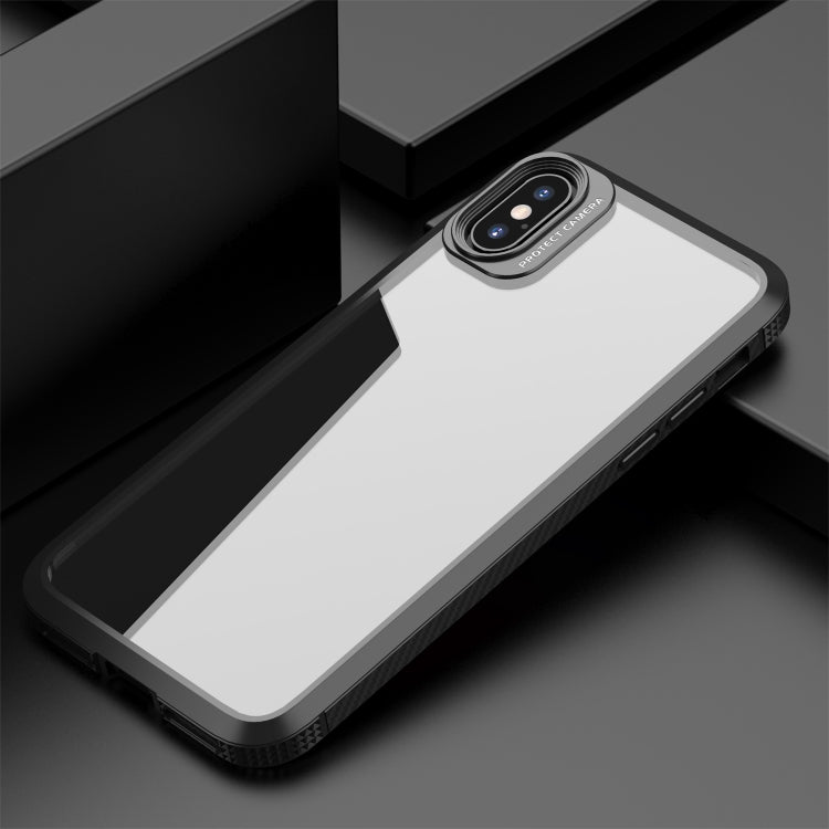 For iPhone X / XS MG Series Carbon Fiber TPU + Clear PC Four-corner Airbag Shockproof Case(Black) - More iPhone Cases by buy2fix | Online Shopping UK | buy2fix