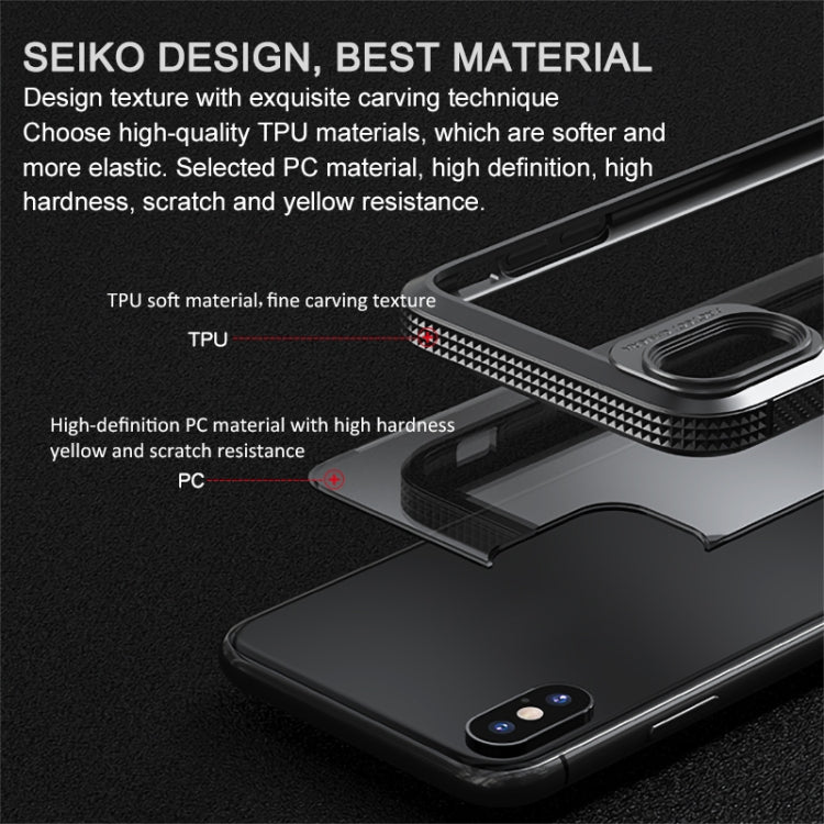 For iPhone X / XS MG Series Carbon Fiber TPU + Clear PC Four-corner Airbag Shockproof Case(Black) - More iPhone Cases by buy2fix | Online Shopping UK | buy2fix