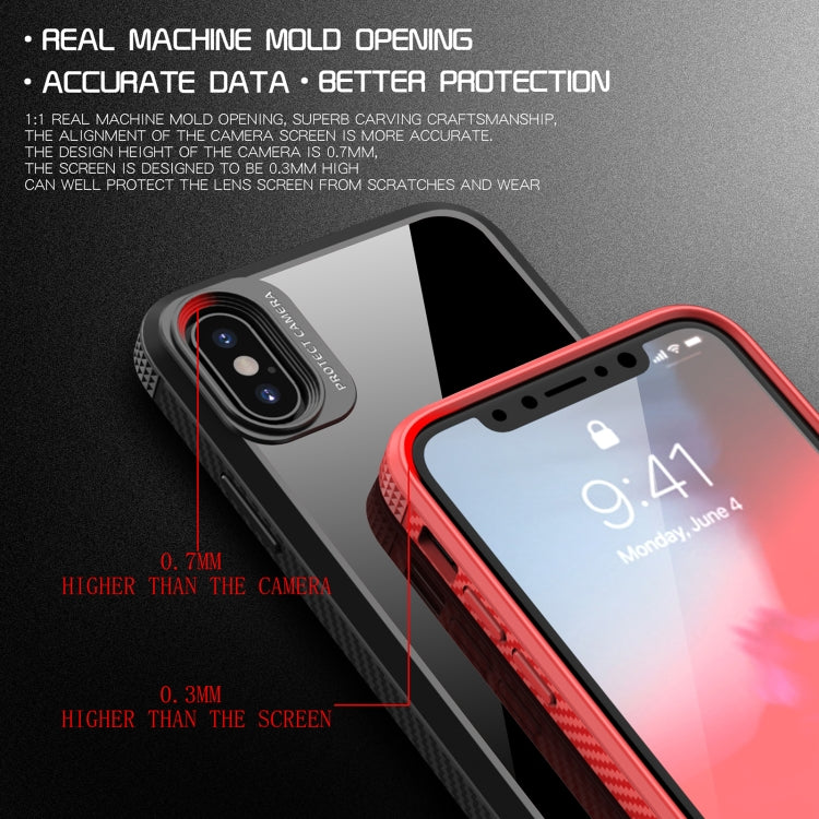 For iPhone X / XS MG Series Carbon Fiber TPU + Clear PC Four-corner Airbag Shockproof Case(Orange) - More iPhone Cases by buy2fix | Online Shopping UK | buy2fix