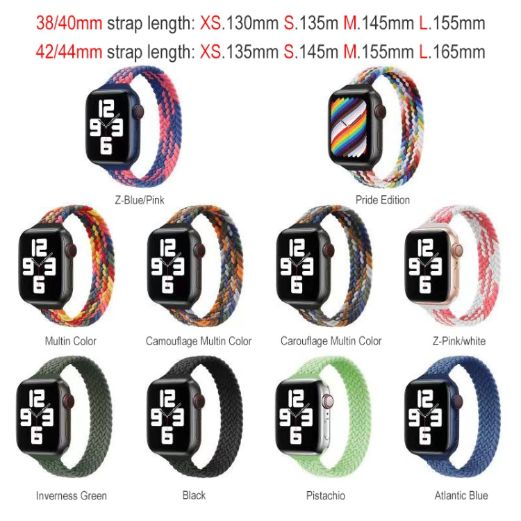 Small Waist Single Loop Nylon Braid Watch Band For Apple Watch Ultra 49mm&Watch Ultra 2 49mm / Series 9&8&7 45mm / SE 3&SE 2&6&SE&5&4 44mm / 3&2&1 42mm, Szie: XS 135mm(Cold Sea Blue) - Watch Bands by buy2fix | Online Shopping UK | buy2fix