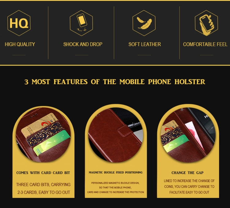 For Asus ROG Phone 5S idewei Crazy Horse Texture Horizontal Flip Leather Case with Holder & Card Slots & Wallet(Brown) - ASUS Cases by idewei | Online Shopping UK | buy2fix