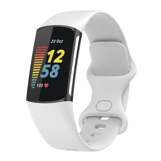 For Fitbit Charge 5 Silicone Watch Band, Size:L(White) - Watch Bands by buy2fix | Online Shopping UK | buy2fix