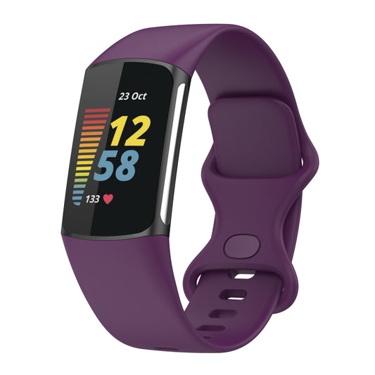 For Fitbit Charge 5 Silicone Watch Band, Size:L(Dark Purple) - Watch Bands by buy2fix | Online Shopping UK | buy2fix